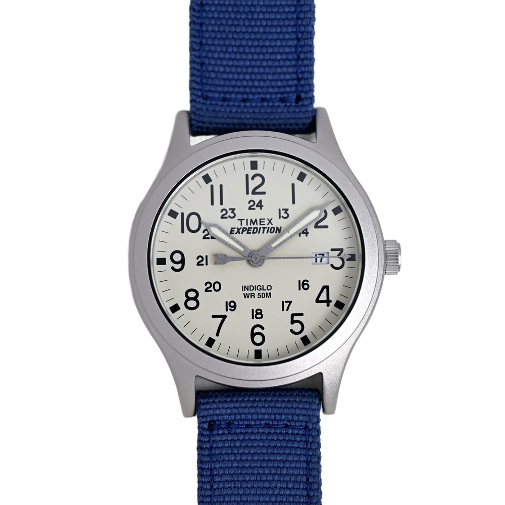 Timex Expedition Indiglo Cream Dial Men's Blue Nyon Strap TW4B13800
